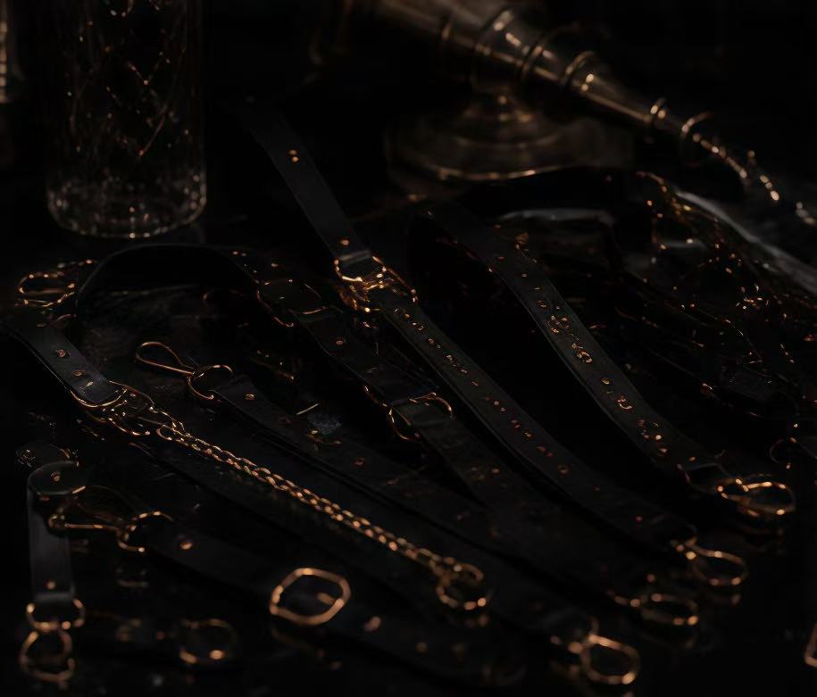 Premium leather and metal hardware details of WEIX connection set