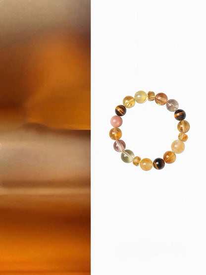 Natural Citrine & Tiger Eye Bracelet |Crystal Stack