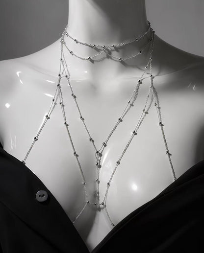 Luxury Silver Body Chain Harness Necklace