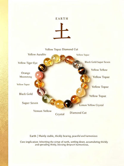 Natural Citrine & Tiger Eye Bracelet |Crystal Stack