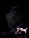 WEIX purple gothic cat ear choker with silver chain and bell