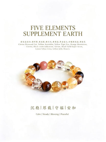 Natural Citrine & Tiger Eye Bracelet |Crystal Stack